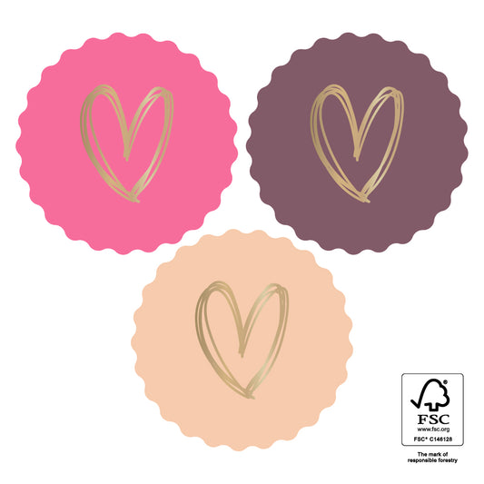 Sticker hart mix pink/bordeaux/nude